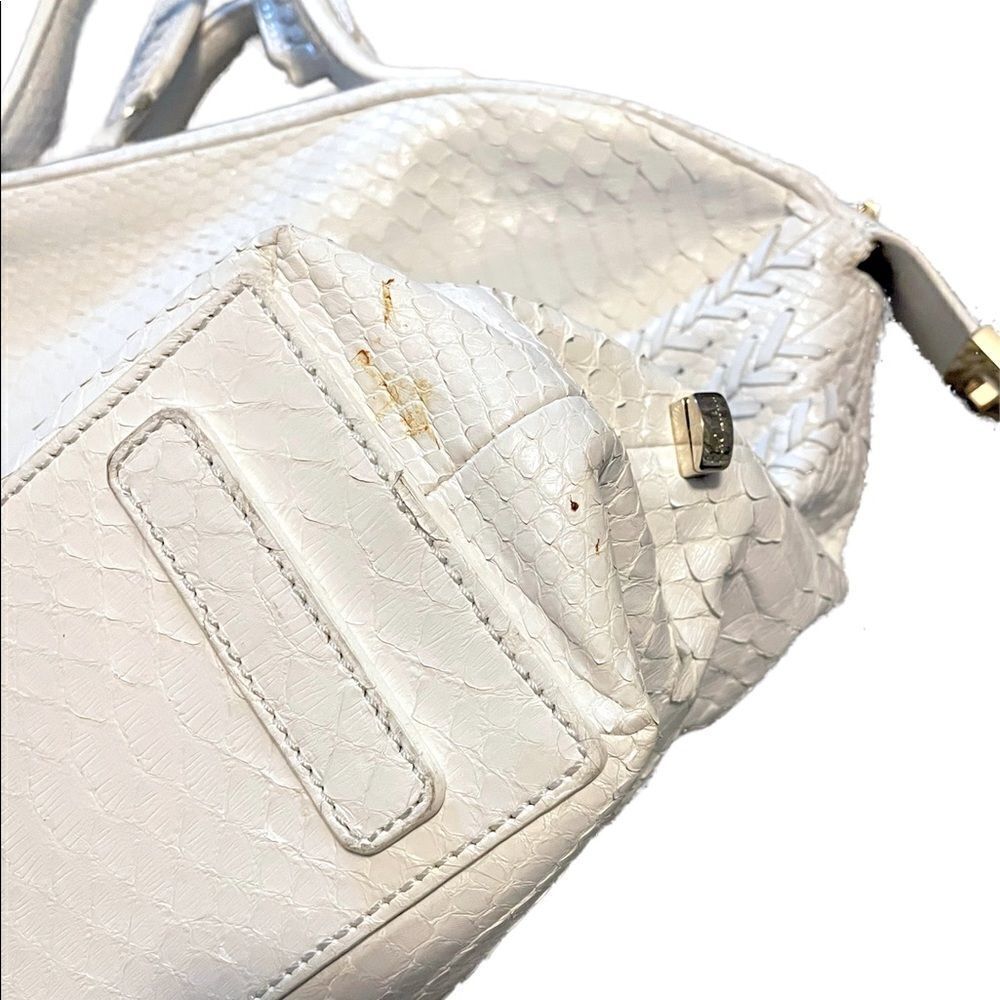 Zagliani White Python Satchel With Removable Cros… - image 8